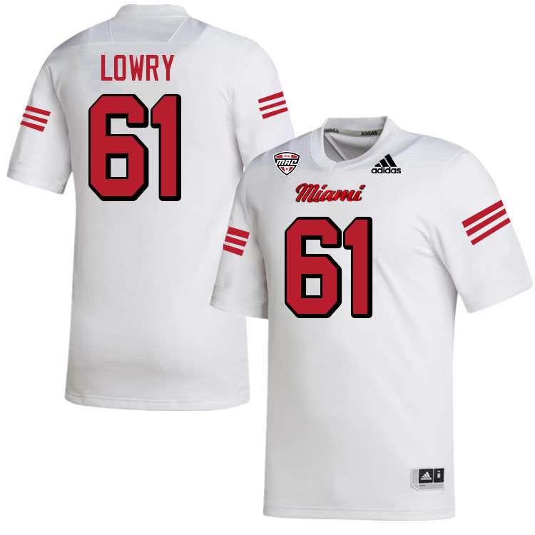 Miami University Redhawks #61 Andrew Lowry College Football Jerseys Stitched-White